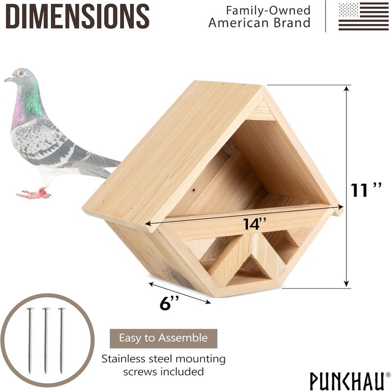 Punchau Cedar Open Mourning Dove Nesting Box for Outdoor - 14L x 11H x 6W Inches Bird Nesting Box - Outdoor Natural Rough Cut Cedar Dove Birdhouse for Outside Nesting with Natural Shingles - Image 2