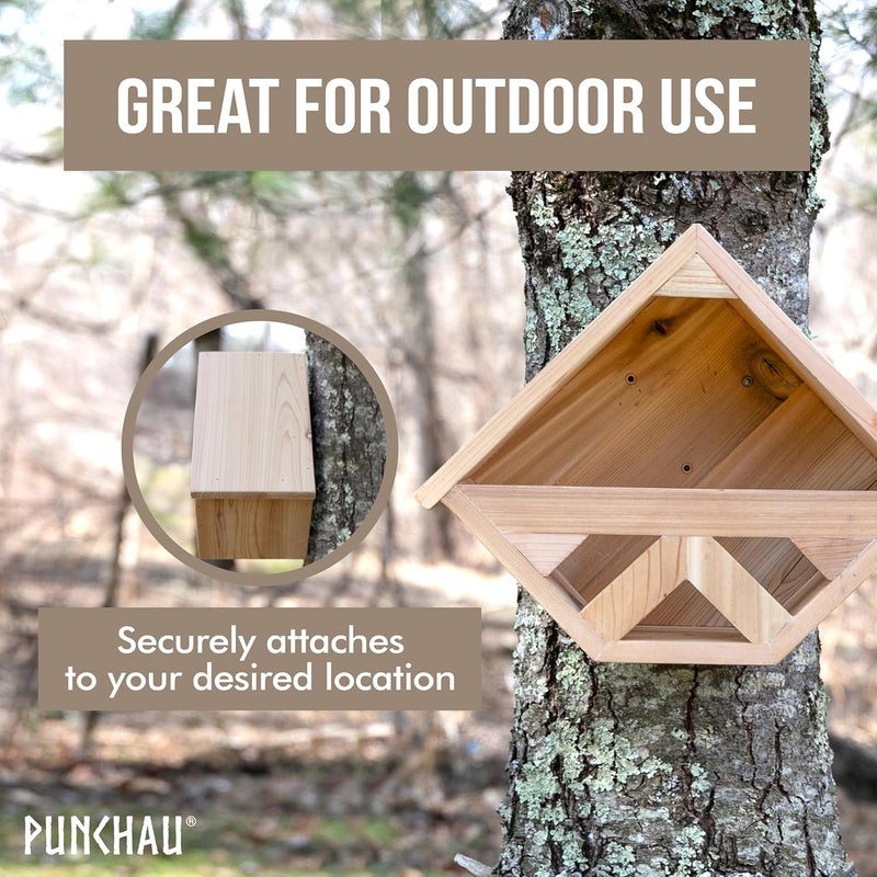 Punchau Cedar Open Mourning Dove Nesting Box for Outdoor - 14L x 11H x 6W Inches Bird Nesting Box - Outdoor Natural Rough Cut Cedar Dove Birdhouse for Outside Nesting with Natural Shingles - Image 5