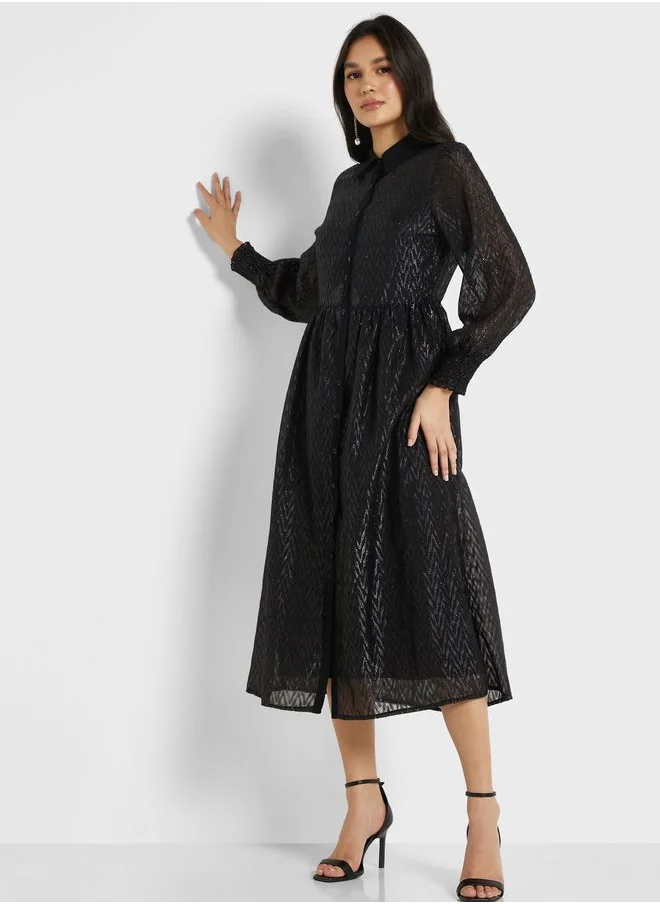 Little Mistress Puff Sleeve Knitted Dress