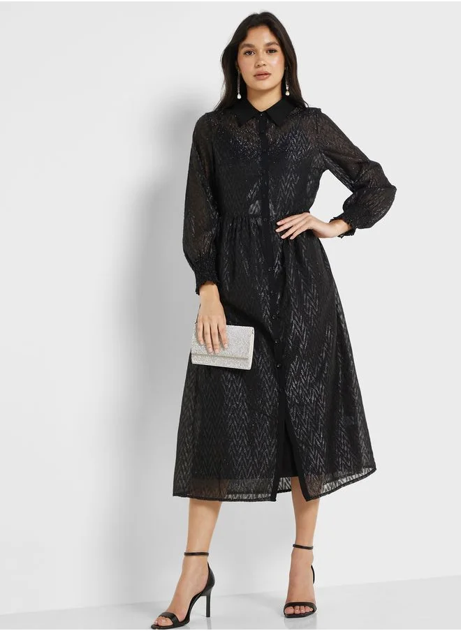 Little Mistress Puff Sleeve Knitted Dress