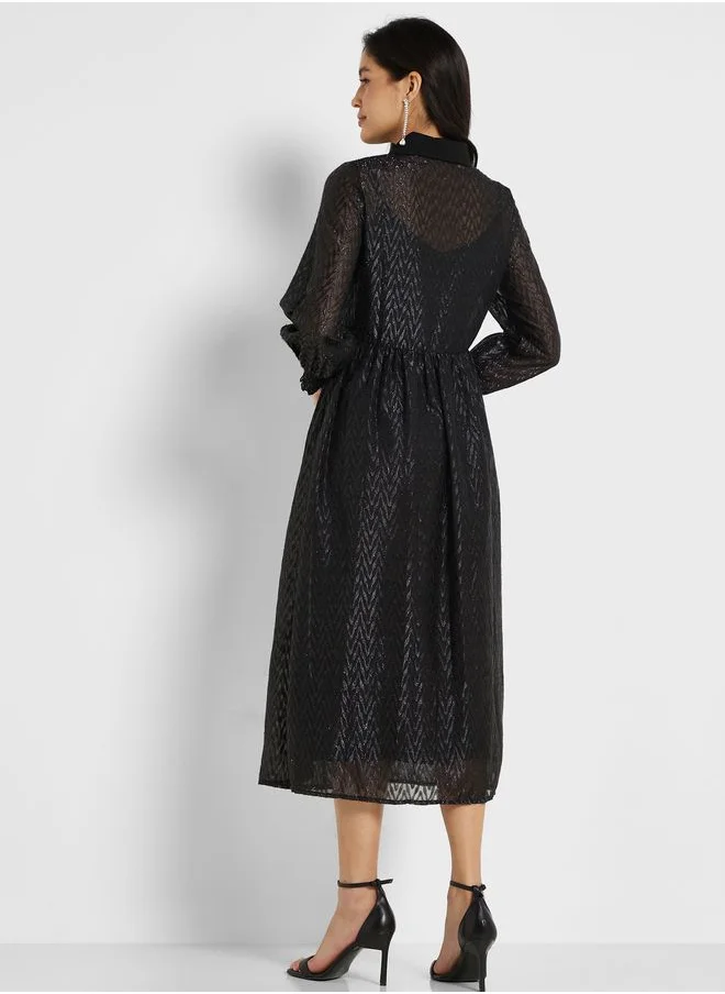 Little Mistress Puff Sleeve Knitted Dress