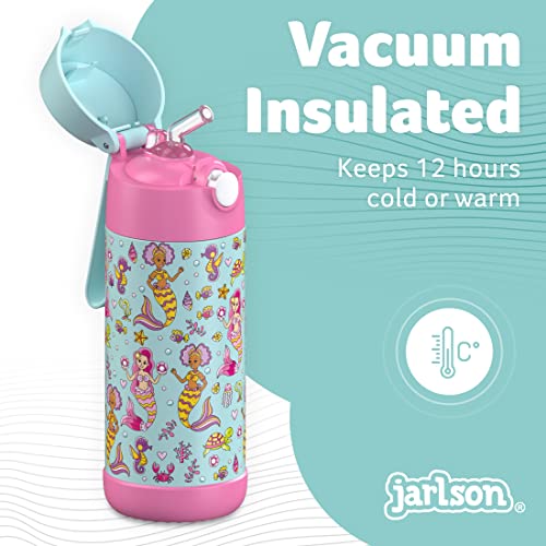 Jarlson® Kids Water Bottle CHARLI [12OZ] - Stainless Steel Thermo Bottle with Straw - Insulated, Spill Proof Waterbottle for School & Sports - Thermo Tumbler for Boys & Girls (Mermaid) - Image 2