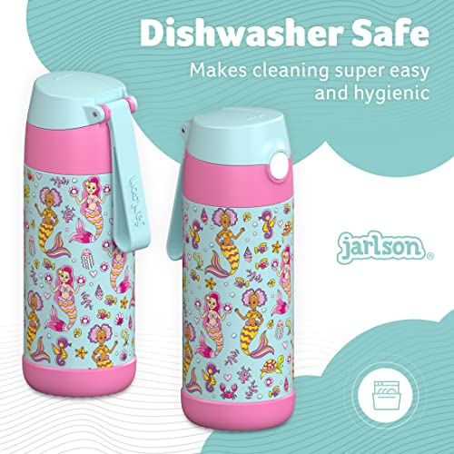 Jarlson® Kids Water Bottle CHARLI [12OZ] - Stainless Steel Thermo Bottle with Straw - Insulated, Spill Proof Waterbottle for School & Sports - Thermo Tumbler for Boys & Girls (Mermaid) - Image 4