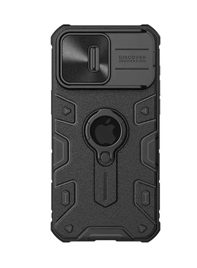 Nillkin CamShield Armor Pro Case for Apple iPhone 15 Pro Max – Black with Ring Holder, Camera Protection, and Logo Cutout - Image 1
