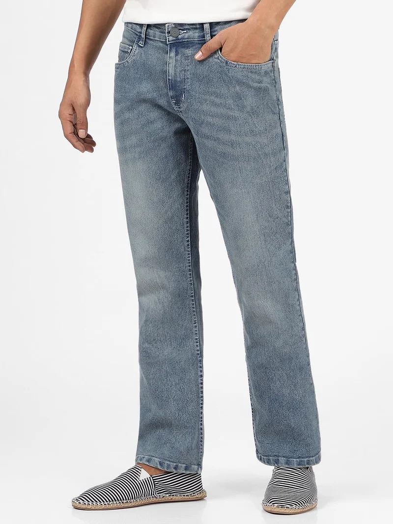 Urbano Fashion  Urbano Fashion Men's Light Blue Washed Bootcut Jeans Stretchable  | Best Price UAE