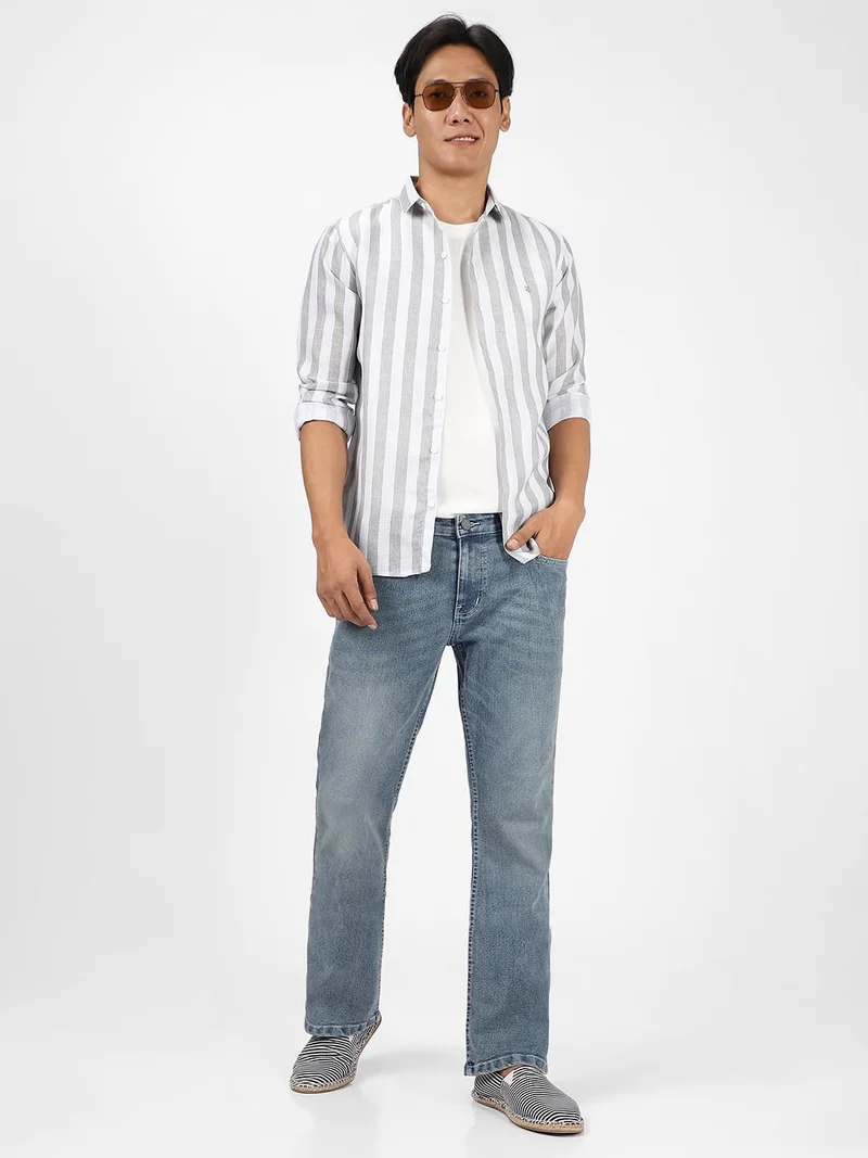 Urbano Fashion  Urbano Fashion Men's Light Blue Washed Bootcut Jeans Stretchable  | Best Price UAE