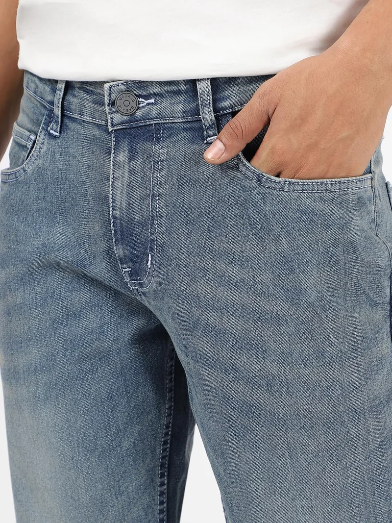 Urbano Fashion  Urbano Fashion Men's Light Blue Washed Bootcut Jeans Stretchable  | Best Price UAE