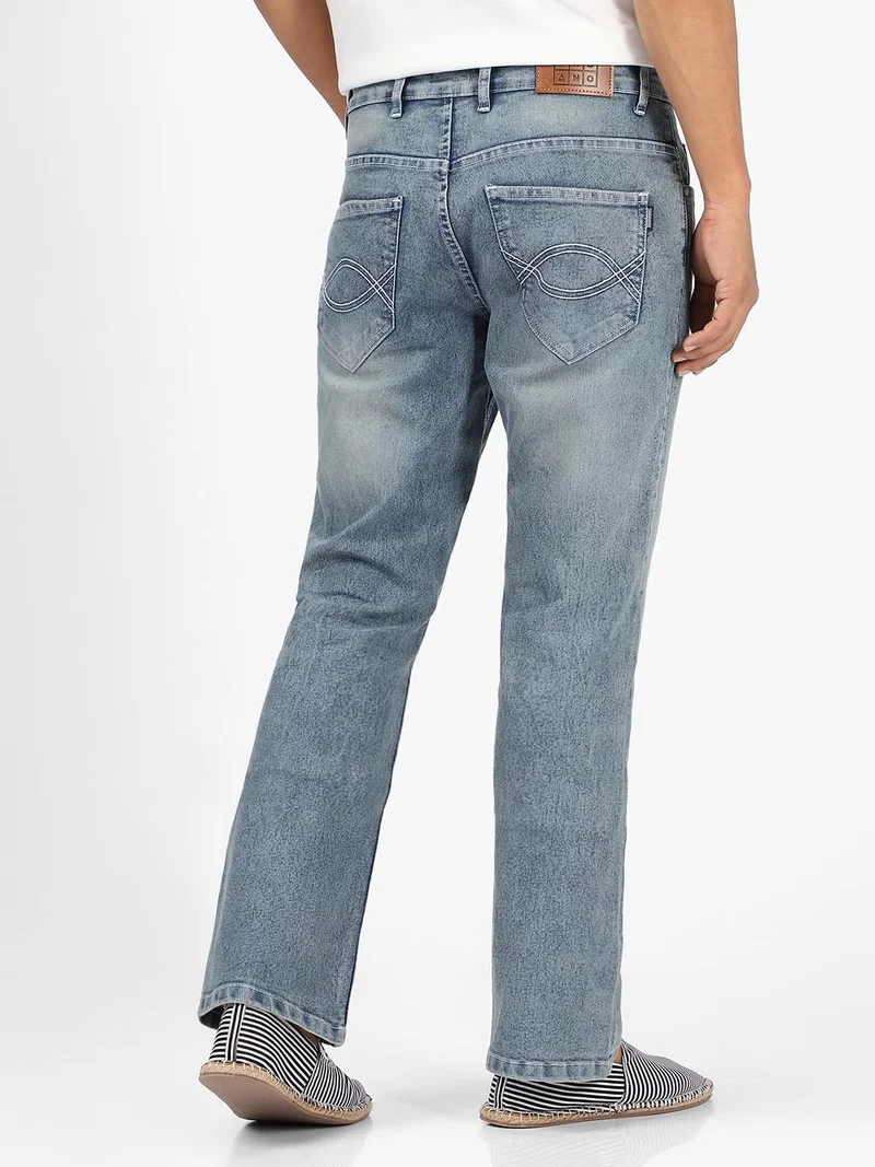 Urbano Fashion  Urbano Fashion Men's Light Blue Washed Bootcut Jeans Stretchable  | Best Price UAE
