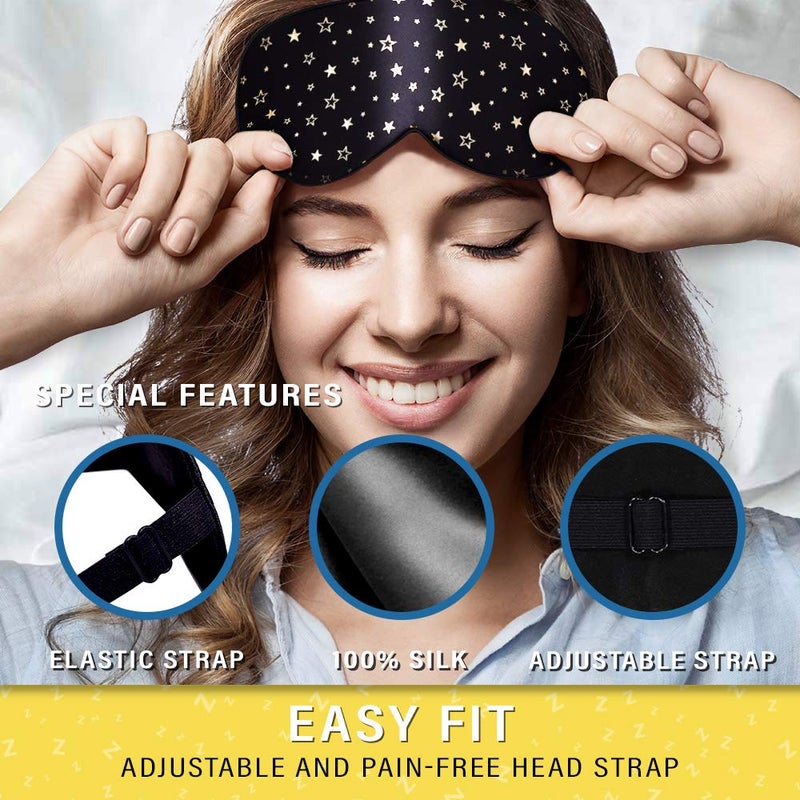 Jersey Slumber Silk Sleep Eye Mask for Men Women, Comfortable Super Soft Eye Mask with Adjustable Strap, 100% Pure Silk, Works with Every Nap Position, Ultimate Sleeping Aid Blindfold, Blocks Light, Jersey Slumber - Image 5