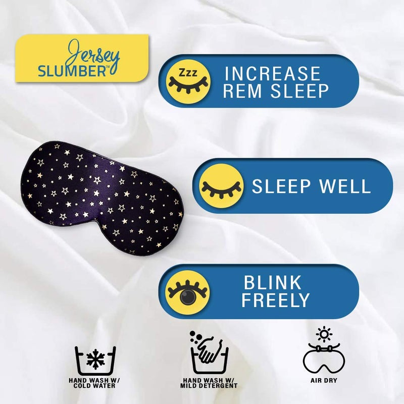Jersey Slumber Silk Sleep Eye Mask for Men Women, Comfortable Super Soft Eye Mask with Adjustable Strap, 100% Pure Silk, Works with Every Nap Position, Ultimate Sleeping Aid Blindfold, Blocks Light, Jersey Slumber - Image 2