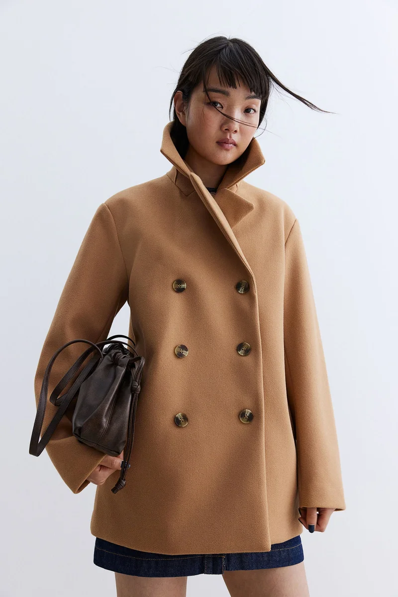H&M Double-breasted felted coat