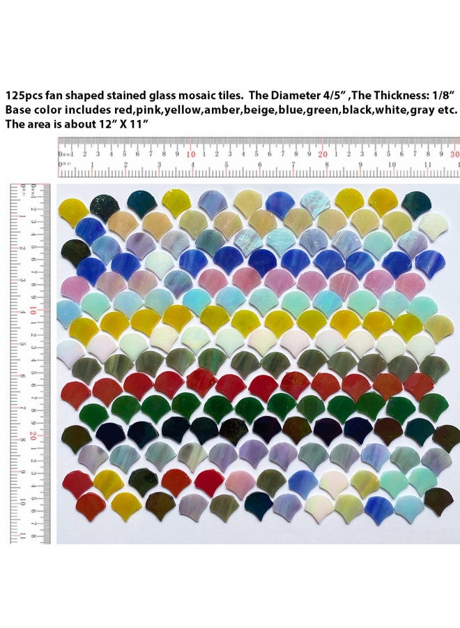 KALUCION KALUCION Magic Iridescent Fan Shaped Glass Mosaic Tiles for Crafts 170 Pieces, Stained Glass Supplies Mosaic Kit for Adults, Stained Glass Sheets Kit for Mosaic Projects  - Image 3