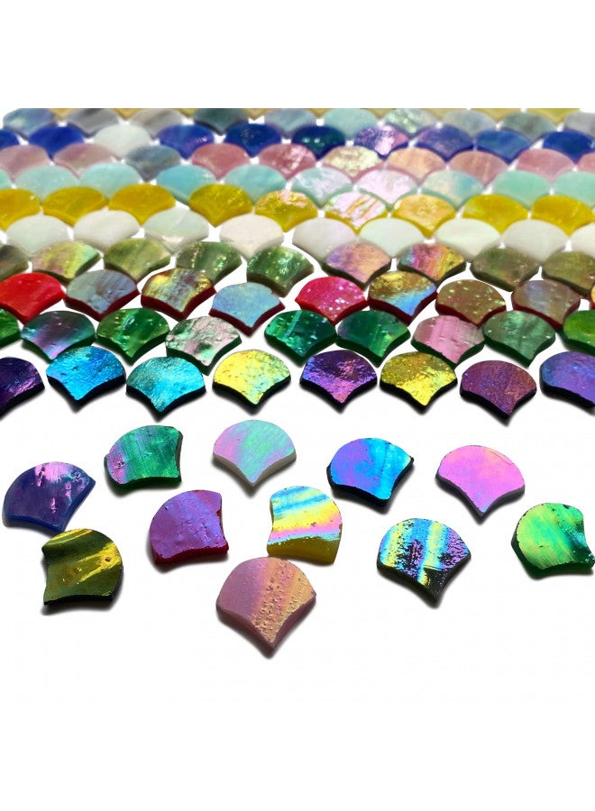 KALUCION KALUCION Magic Iridescent Fan Shaped Glass Mosaic Tiles for Crafts 170 Pieces, Stained Glass Supplies Mosaic Kit for Adults, Stained Glass Sheets Kit for Mosaic Projects  - Image 4