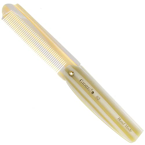 Giorgio G82 IVY 4 Inch Handmade Folding Pocket Comb for Men, Fine Tooth Hair Comb Straightener for Everyday Grooming Styling Hair, Beard or Mustache, Use Dry or with Balms, Saw Cut Hand Polished - Image 1