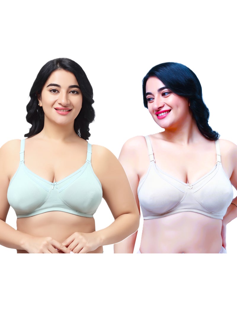 RAJNI Women's Maternity Nursing Bra Soft Stretch Cotton Non-Padded Wirefree Full Coverage Anti-Sag Pack of 2 - Image 1