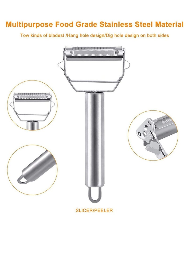 NIBEMINENT Peeler Stainless Steel Cutter Slicer for Carrot Potato Melon Gadget Vegetable Fruit Double Sided Blade Multi-functional and Dual Kitchen  - Image 4