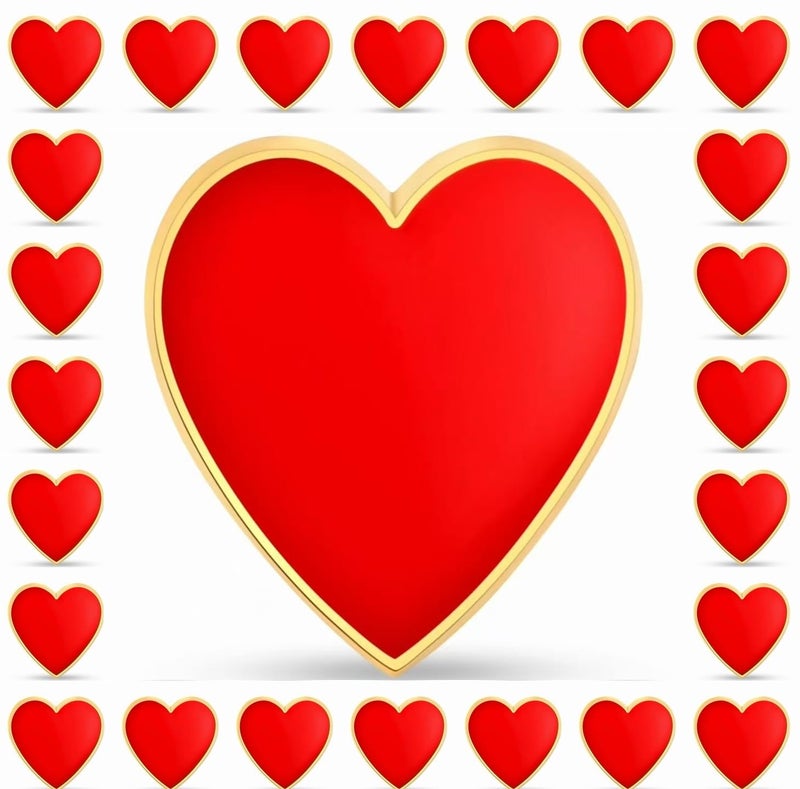 DISCAO 12/25/50/100 pieces enamel red heart Valentine's day Lapel pin Valentine Heart disease awareness brooch pins for clothes love badge gift bulk (25) - Image 1