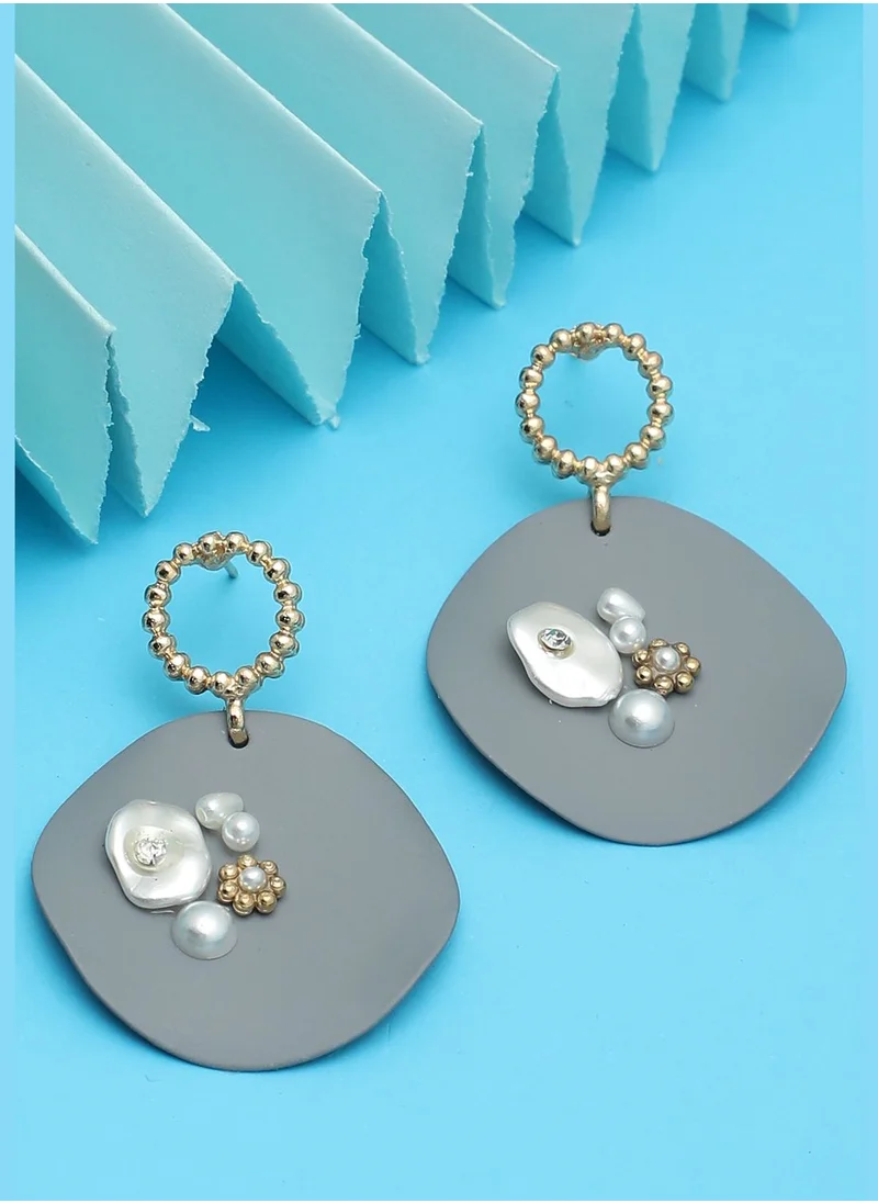 SOHI Gold Plated Designer Stone Drop Earring