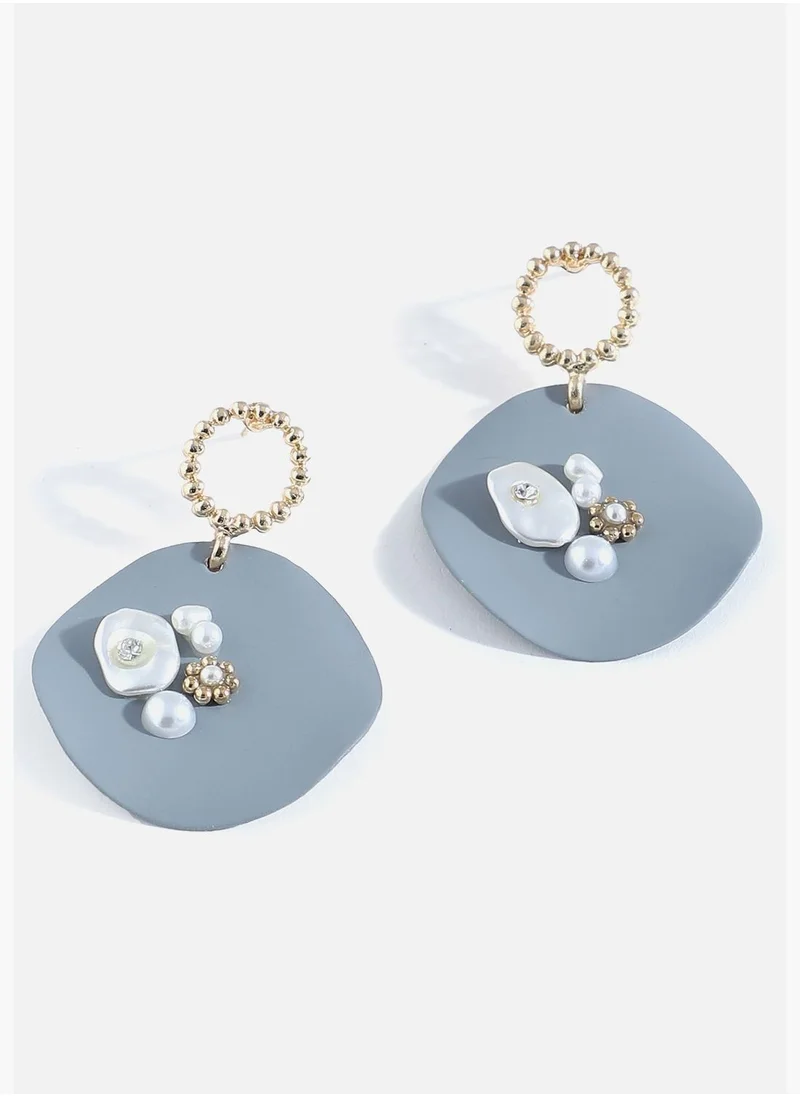 SOHI Gold Plated Designer Stone Drop Earring