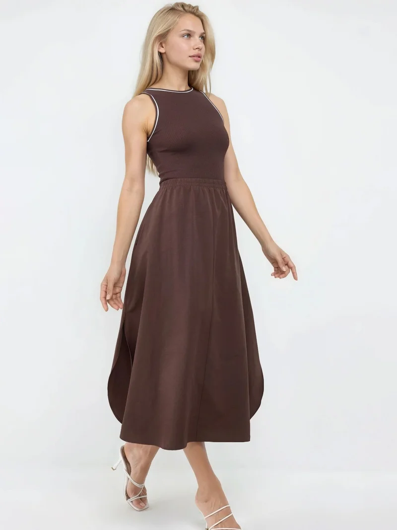 بوسيم BUSEM Sleeveless Midi Dress with Crew Neck