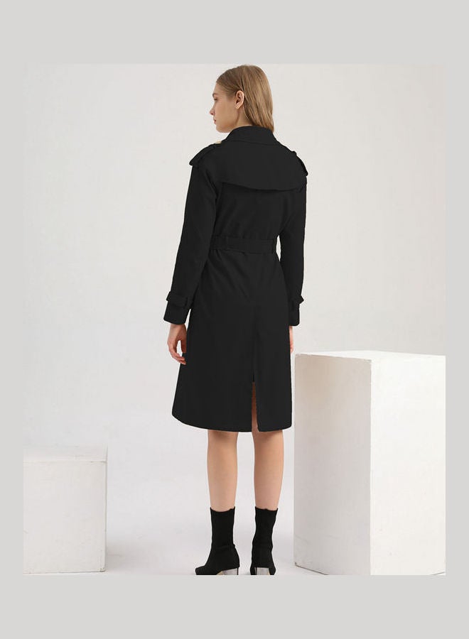 Belt Lapel Wind Coat Black - Image 2