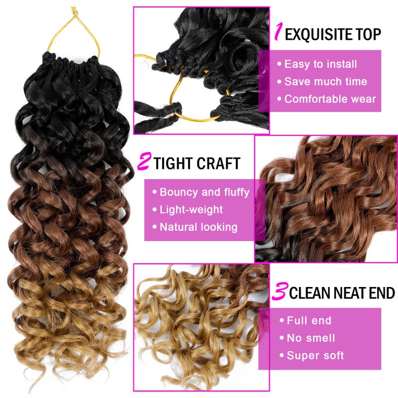 Eerya 7 Packs GoGo Curl Crochet Hair 10 Inch Short Curly Crochet Hair Beach Curl Water Wave Crochet Braids Synthetic Hair Extensions (10 Inch, T1B/30/27) - Image 4