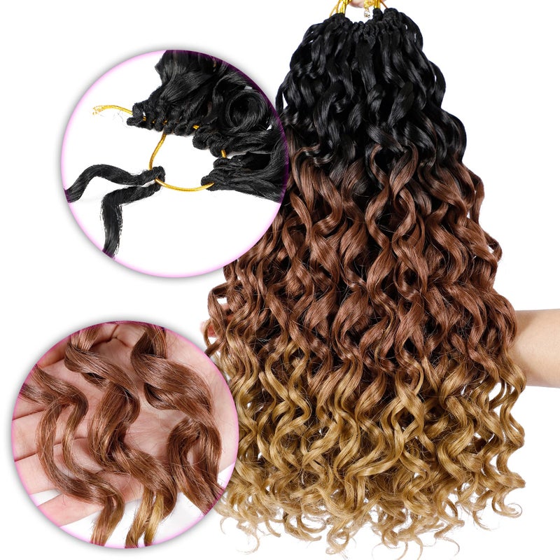 Eerya 7 Packs GoGo Curl Crochet Hair 10 Inch Short Curly Crochet Hair Beach Curl Water Wave Crochet Braids Synthetic Hair Extensions (10 Inch, T1B/30/27) - Image 5