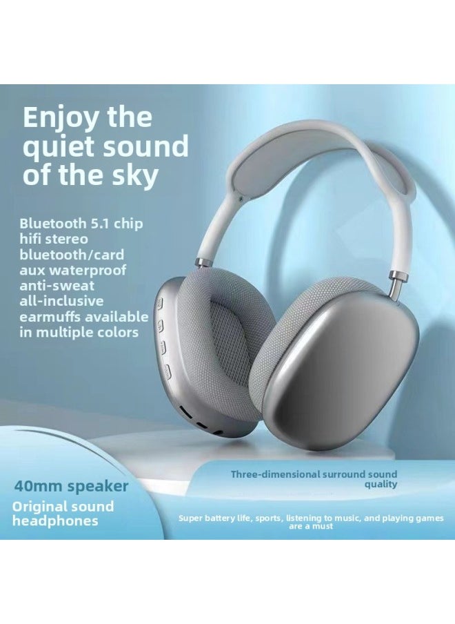 Direct Explosions P9 Headset Wireless Bluetooth Headset Game Computer Mobile Phone Universal Headset For Apple Applicable-Color:Green [type-c Charging Port]