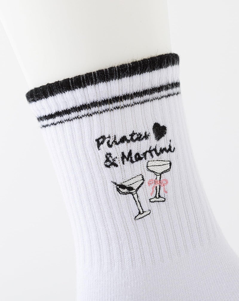 Yawlsow Pilates Grip Socks for Women Yoga Grippy Socks Cute Barre Non Skid Athletic Crew Sticky Sock Workout Hospital (US, Alpha, One Size, Regular, Regular, 1 Pack-Black-Martini) - Image 5