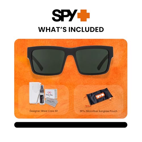 Spy Montana 673407973863 54MM Soft Matte Black/Gray Green Square Sunglasses for Men +Bundle with Accessory Eyewear Kit - Image 2