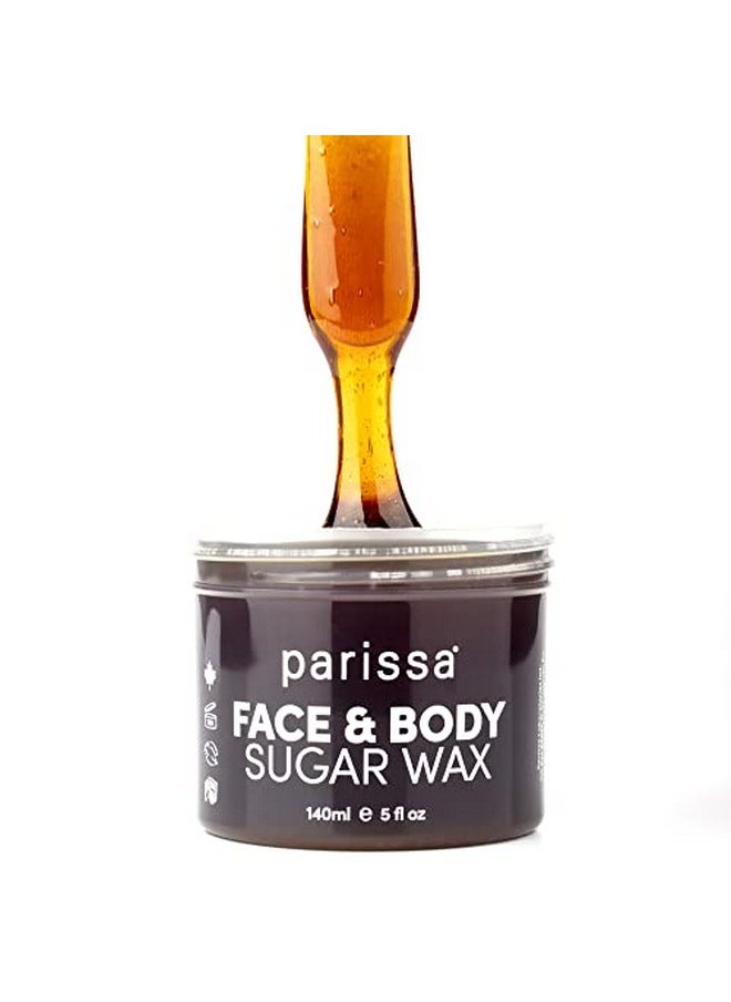 parissa - Arissa Face & Body Sugar Wax For Sensitive Skin 100% Natural Hair Removal Athome Waxing Kit 140Ml Chamomile Sugar Wax 20 Epilation Strips 3 Wooden Spatulas - Image 1
