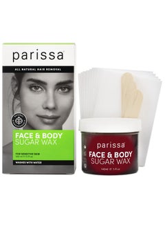 parissa Arissa Face & Body Sugar Wax For Sensitive Skin 100% Natural Hair Removal Athome Waxing Kit 140Ml Chamomile Sugar Wax 20 Epilation Strips 3 Wooden Spatulas  - Image 3