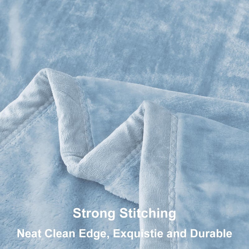JYK Premium Silky Flannel Fleece Blanket - King Size 87'' x 95'', 4.4 LB Lightweight and Fluffy Cozy Plush Microfiber Blanket for Couch, Sofa, Bedroom, Light Blue - Image 5