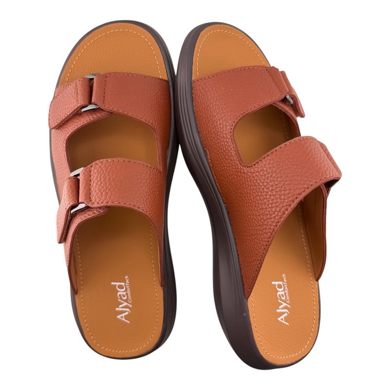 AET A E T Handmade Arabic Sandals For Men | Outdoor Mens Slippers | Everyday Flip Flops Open Toe | Arabic Genuine Leather With Buckle| New Arabic Design | Multicolor Footbed | Comfortable & LightWeight - Image 2