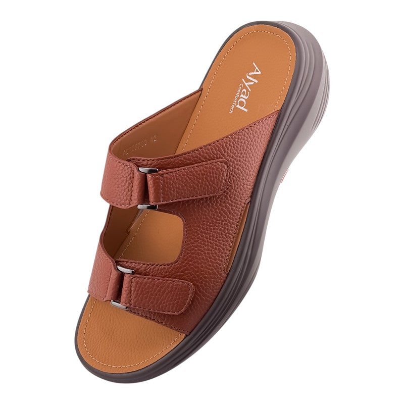 AET A E T Handmade Arabic Sandals For Men | Outdoor Mens Slippers | Everyday Flip Flops Open Toe | Arabic Genuine Leather With Buckle| New Arabic Design | Multicolor Footbed | Comfortable & LightWeight - Image 3