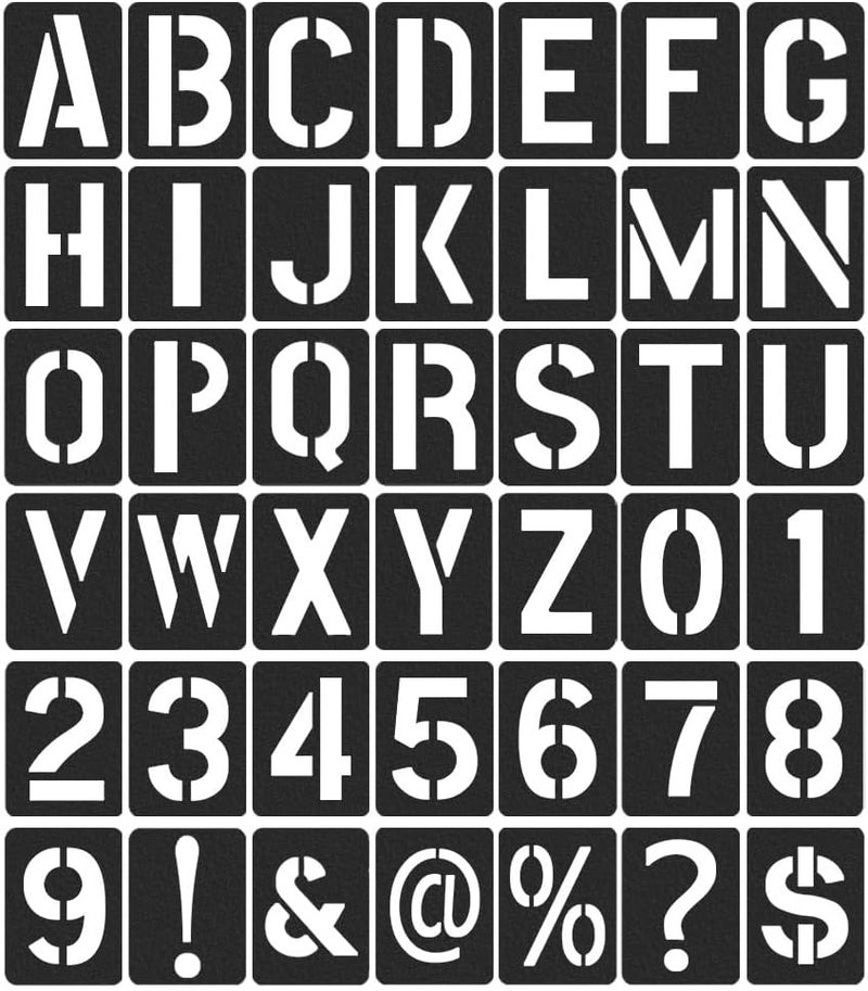 Roucerlin 42 Pieces Reusable Letter Stencils, 4Inch Numbers Craft Stencils, Letter Painting Stencil, Number Templates for DIY, Wall, Wood, Glass, School Art Projects (Black) - Image 1
