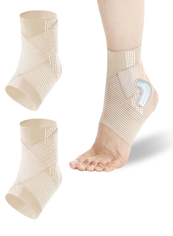 1 Pair Ankle Brace for Sprained Ankle, Silicone Stabilizer Pad Adjustable Fishnet Straps Ankle Support for Injury Healing Plantar Fasciitis Achilles Tendonitis - Image 1