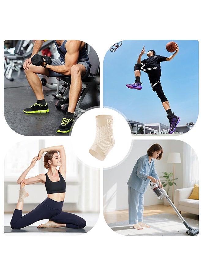 1 Pair Ankle Brace for Sprained Ankle, Silicone Stabilizer Pad Adjustable Fishnet Straps Ankle Support for Injury Healing Plantar Fasciitis Achilles Tendonitis - Image 4