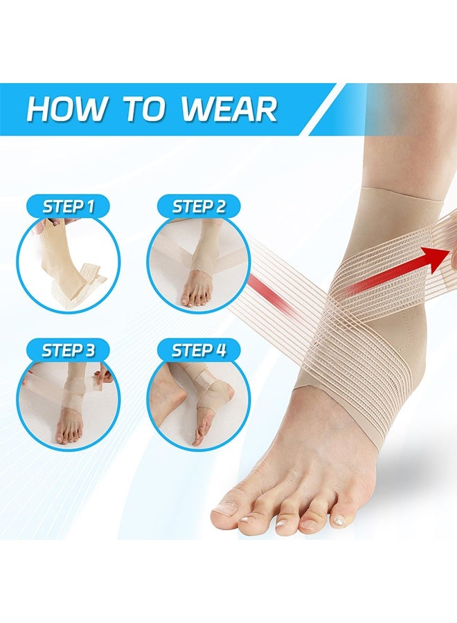 1 Pair Ankle Brace for Sprained Ankle, Silicone Stabilizer Pad Adjustable Fishnet Straps Ankle Support for Injury Healing Plantar Fasciitis Achilles Tendonitis - Image 2