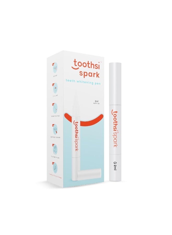 Toothsi قلم تبييض الأسنان Toothsi Spark | سعة 2 مل | يكفي لـ 10 جلسات علاجية | فعال في إزالة البقع الناتجة عن التدخين، والبان ماسالا، والgutka، والتبغ، والنبيذ، والقهوة | مزيل لبقع الأسنان | سهل الحمل والاستخدام | جل تبييض آمن على مينا الأسنان - Image 1