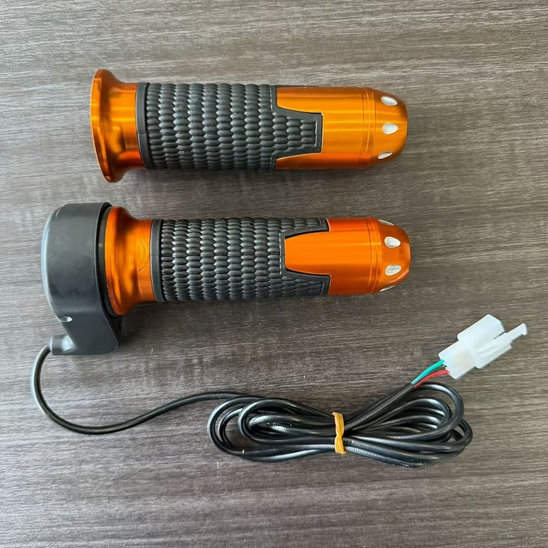 Motorcycle Pair Throttle Handle Orange Black Comfortable Grip - Image 5