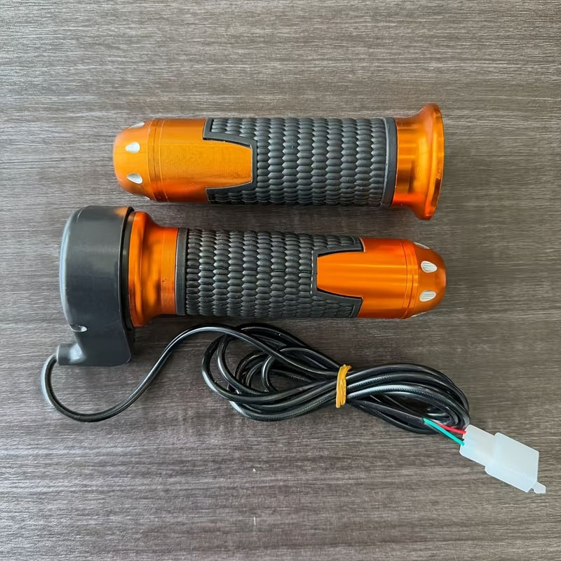 Motorcycle Pair Throttle Handle Orange Black Comfortable Grip - Image 2