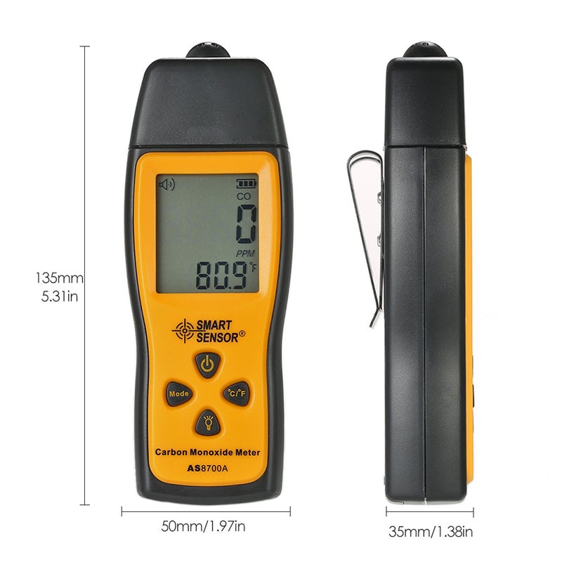 SMART SENSOR Handheld Carbon Monoxide Meter with High Precision CO Gas Tester Monitor Detector Gauge LCD Display Sound and Light Alarm 0-1000ppm - Image 4