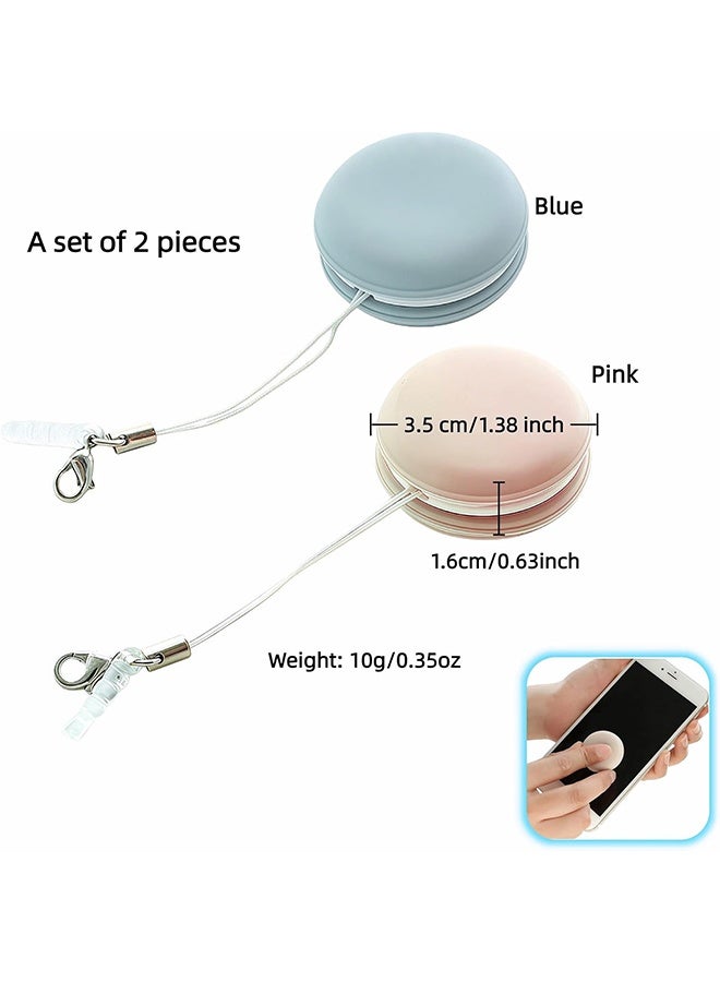 [2-Pack] Mobile Phone Screen Cleaning Tool & Port Plug – Portable Screen Cleaner (Medal-Shaped) for Eyeglasses, Phones, Tablets, and Lenses – Reusable & Washable, Cute Design with Wrist Strap (Khaki + Blue) - Image 2