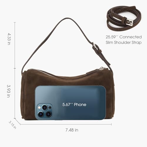 DONNAIN Premium Suede Leather Crossbody Purses for Women, Small Shoulder Bag with Adjustable Strap and Crossbody Hobo Bag (Coffee) - Image 2