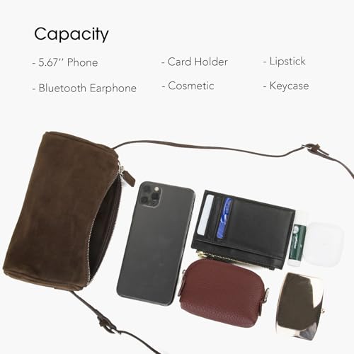 DONNAIN Premium Suede Leather Crossbody Purses for Women, Small Shoulder Bag with Adjustable Strap and Crossbody Hobo Bag (Coffee) - Image 5