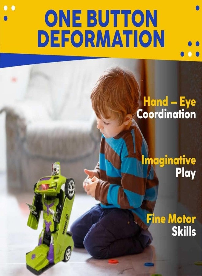 VRION® Toy Deform Robot Car for Kids,Go Action 2 in 1 Robot Car with LED Lights(Green) (Robot (Pack 0f 1) - Image 4