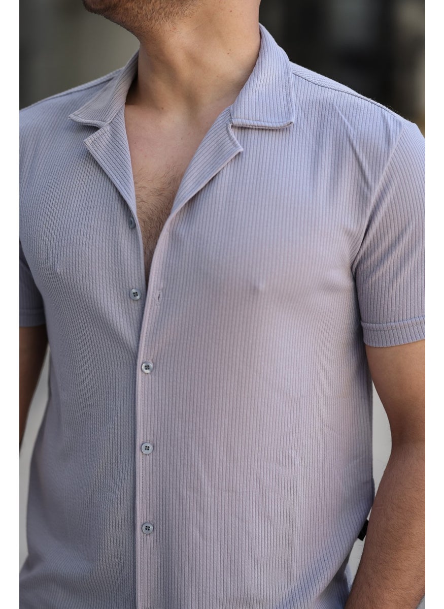 IXIR - Men's Slim Striped Shirt Gray - Image 1