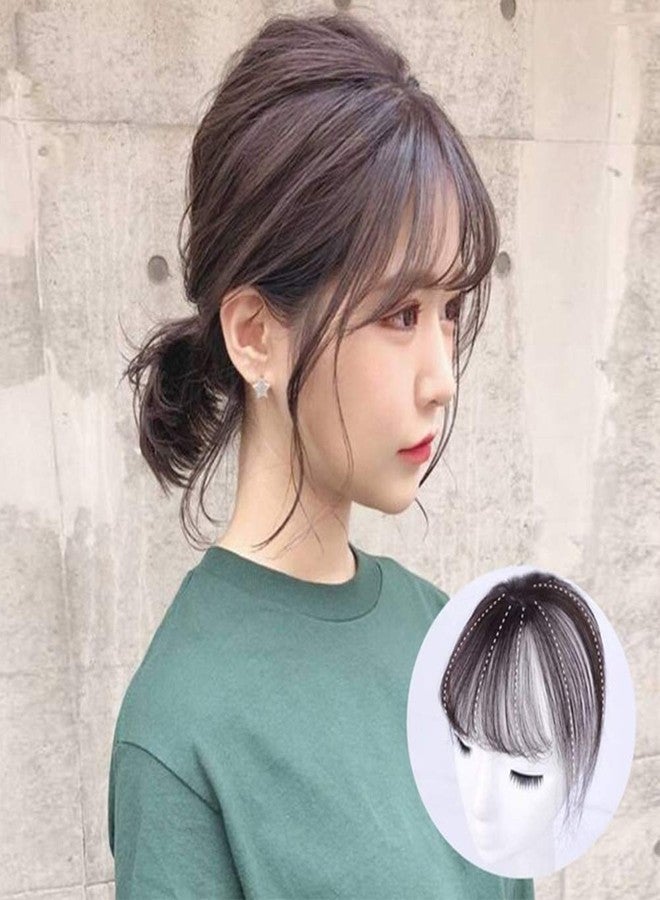 Mrisata Hair Toppers Clip on Fringe Extension, Hairpieces for Women, Bangs Topper With Invisible Seamless Thin Neat Air Bangs, Straight 3D Cover (B) - Image 5