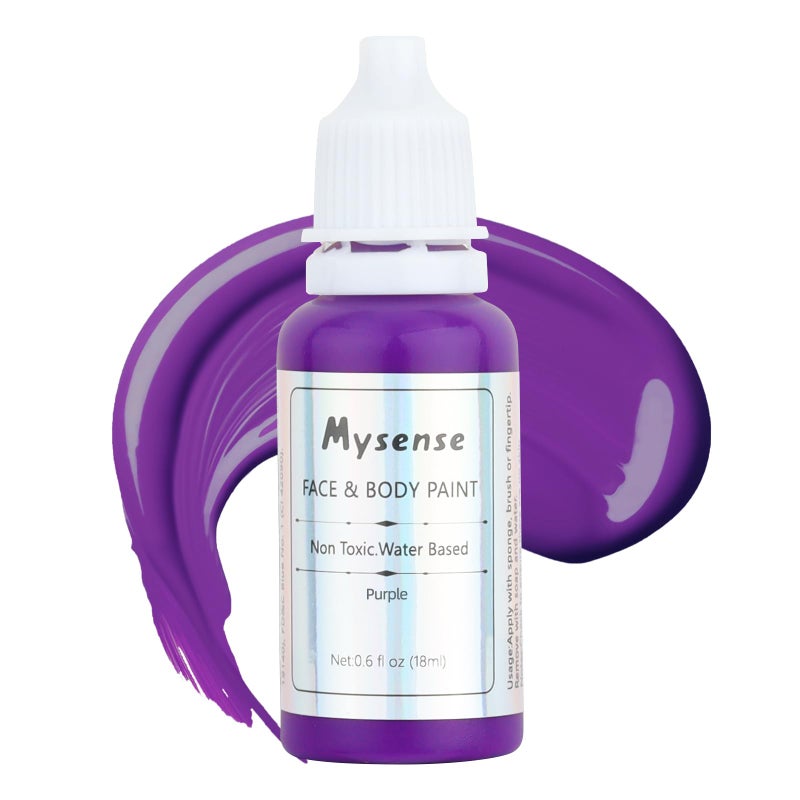 Mysense طلاء وجه وجسم ميسنس بنفسجي، طلاء وجه قابل للغسل قائم على الماء، طلاء جسم كريمي غير سام للبالغين والأطفال لزي الهالوين، كوسبلاي، مكياج زومبي، مصاص دماء، ساحرة، 0.6 أونصة - Image 1